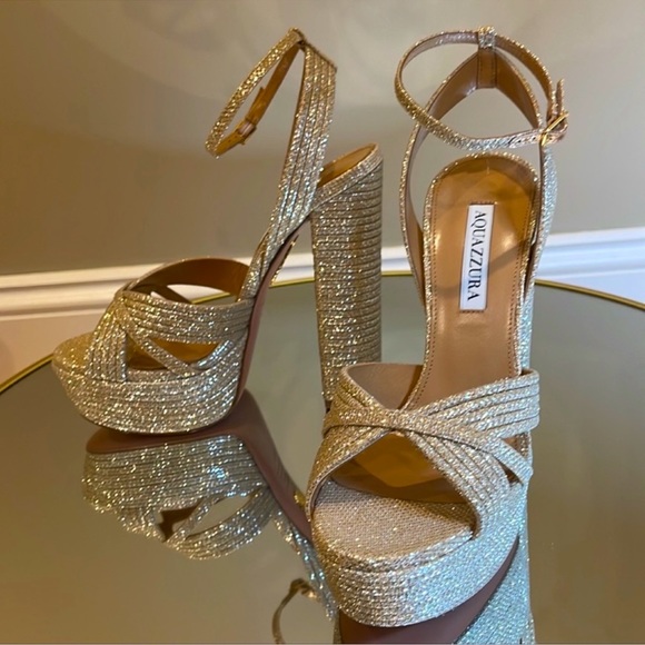 Aquazzura Sundance 140 Glitter platform heels sz 40 - Picture 10 of 17